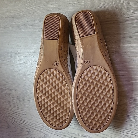 Spring Step Leather Peep-toe Wedge Sandals Belford White Size 9.5 or 10 - Picture 11 of 12